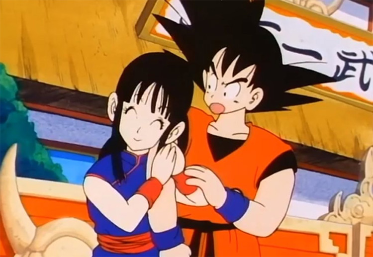 Goku et Chi Chi de l'anime Dragon Ball.