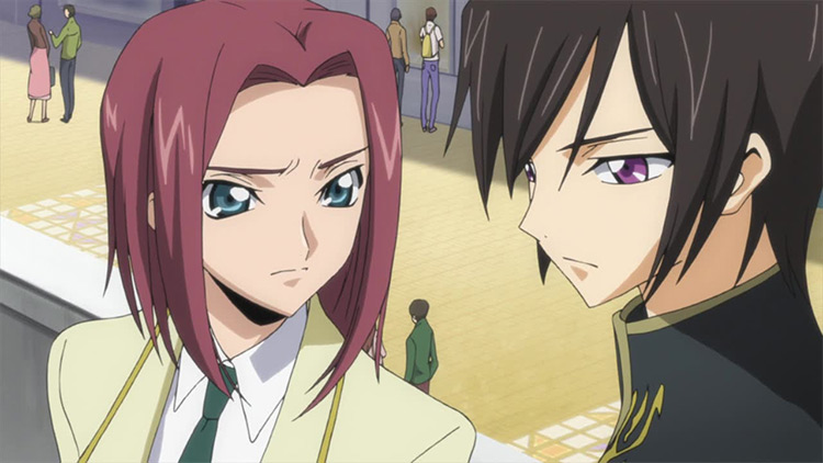 Lelouch Lamperouge et Kallen Stadtfeld de l'anime Code Geass.