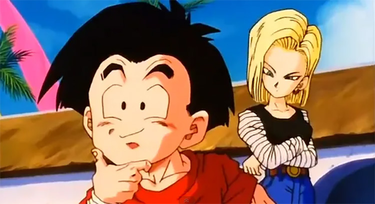 Capture d'écran de l'anime Dragon Ball Z : Krillin et Android 18