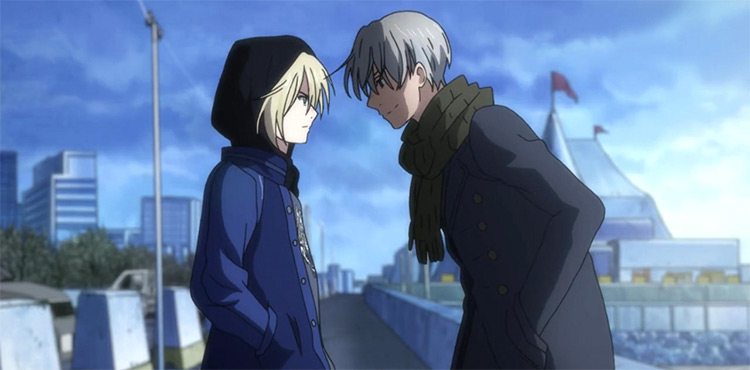 Capture d'écran de l'anime Yuri Plisetsky et Victor Nikiforov Yuri On Ice