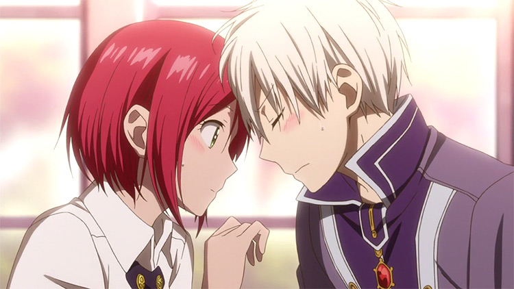 Shirayuki et Zen Wistalia de Blanche-Neige aux cheveux roux.