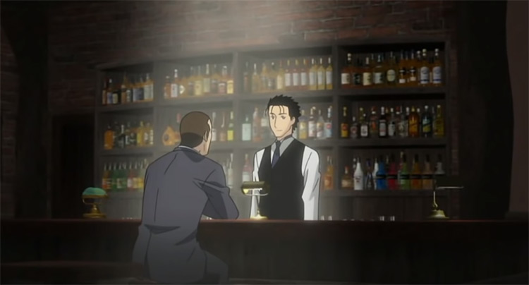Barman, capture d'écran d'un anime sur le thème de la cuisine