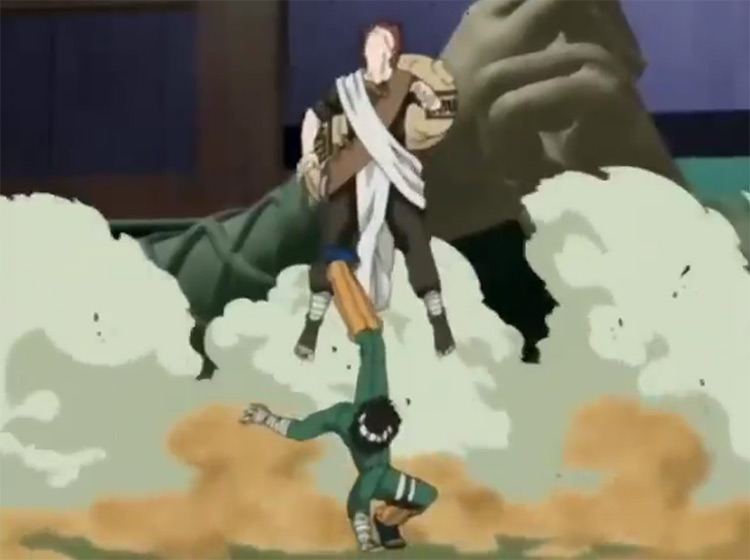 Rock Lee vs Gaara screenshot from Naruto