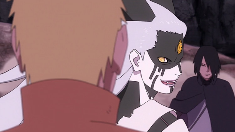 Naruto and Sasuke vs Momoshiki scene from Boruto