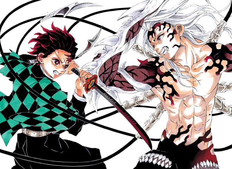 Tueur de démons Kimetsu no Yaiba Tanjiro vs Muzan Manga Colored