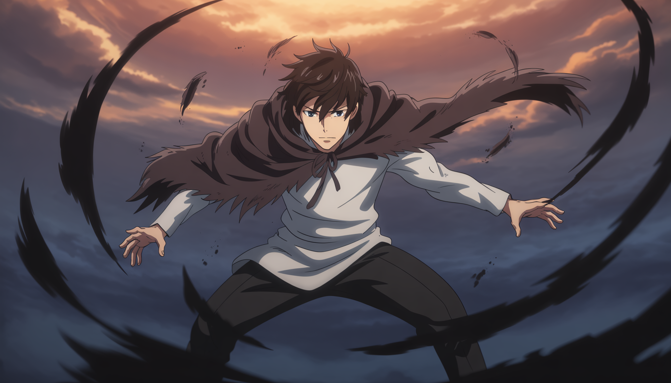 Illustration officielle de Sung Jin-Woo invoquant ses ombres dans l’anime Solo Leveling